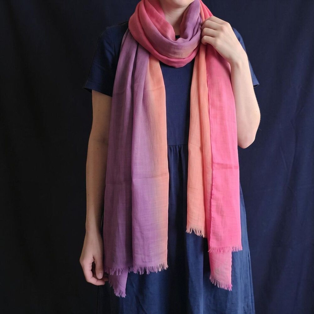 Loro Piana Gradient Pink Purple Silk Blend Scarf